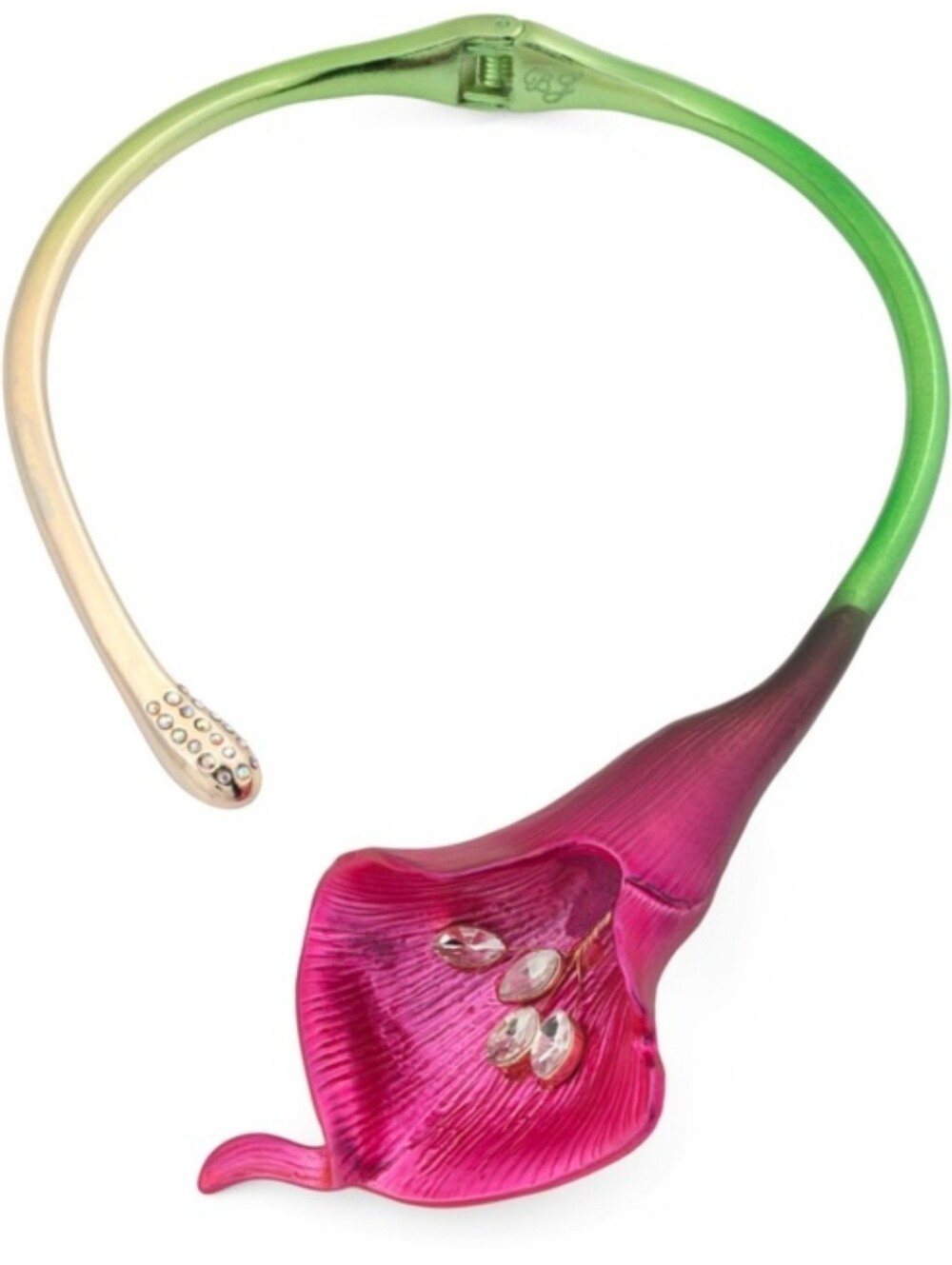 👉✨️ BETSEY JOHNSON Magenta PinkCalla Lily Collar Necklace Floral HingedChoker